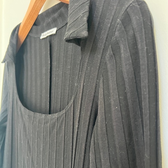 Reformation Vittoria Black Rib Long Sleeve Knit Dress Size Large - Picture 4 of 7
